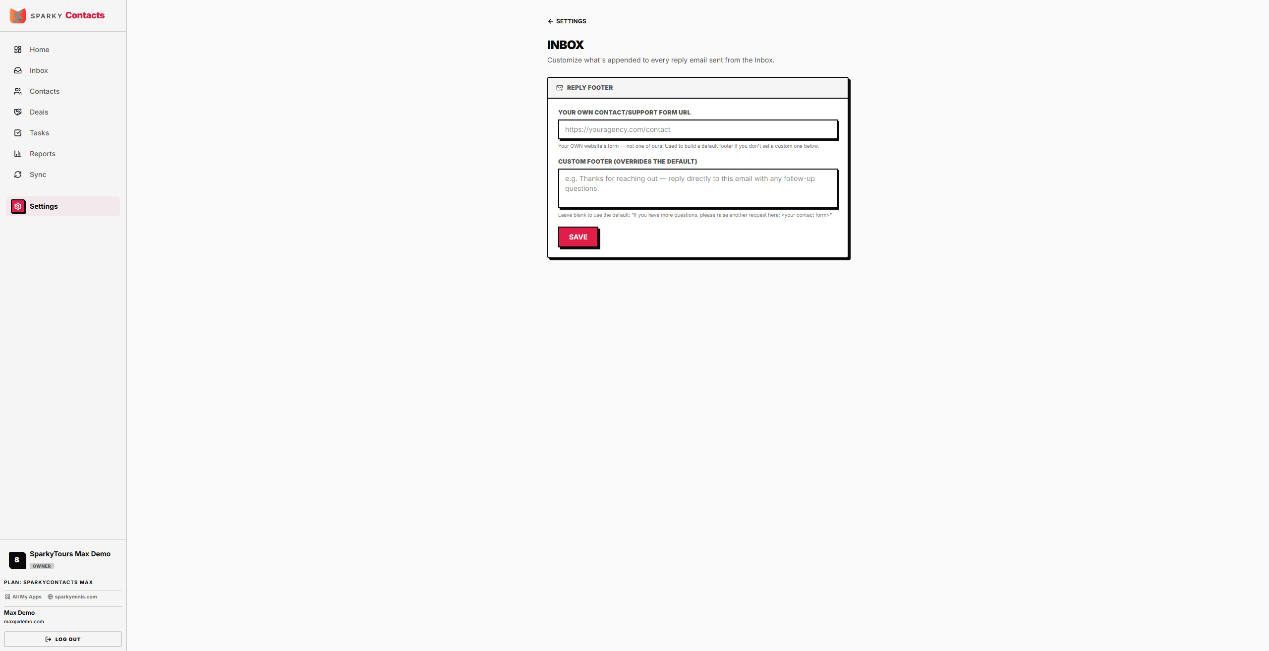 Inbox settings