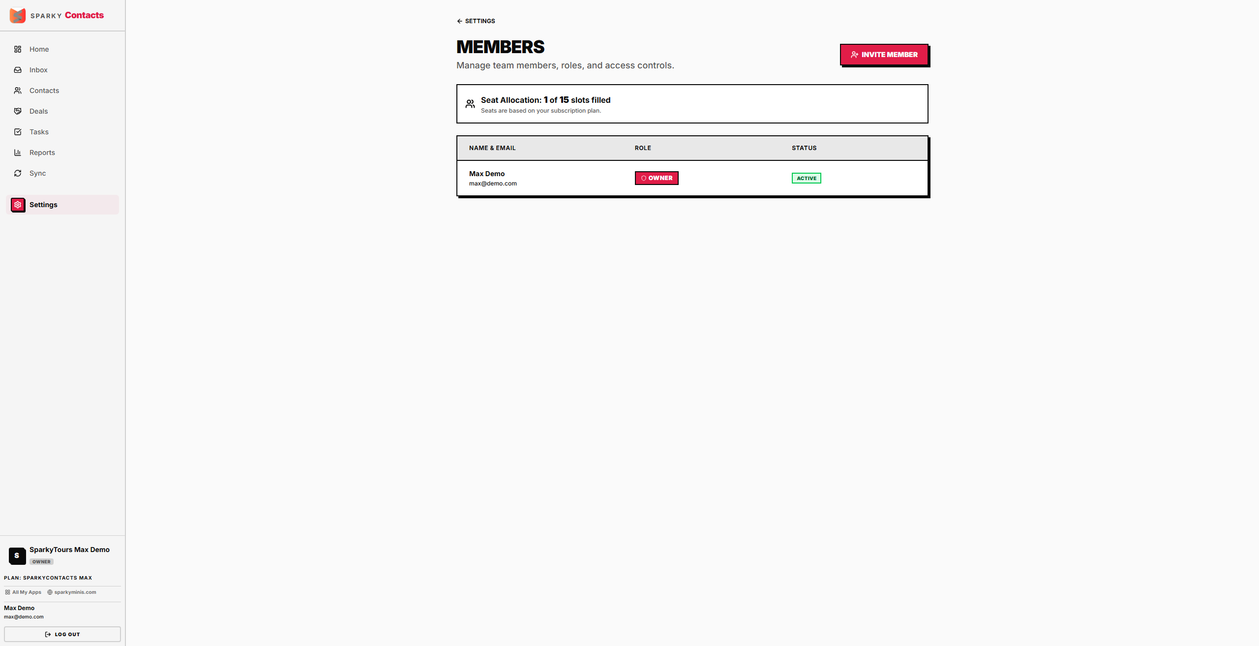 Team members settings