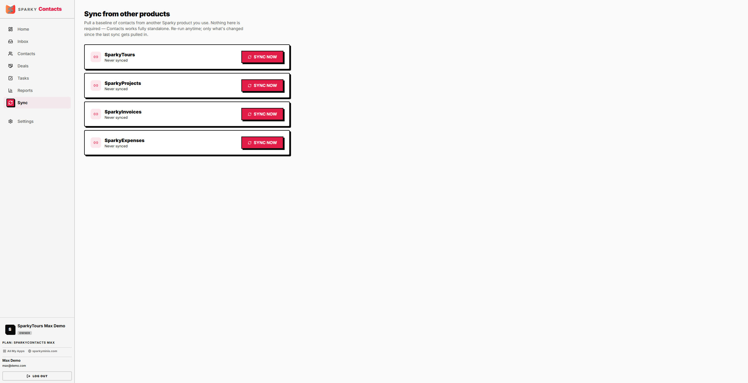 Sync status page