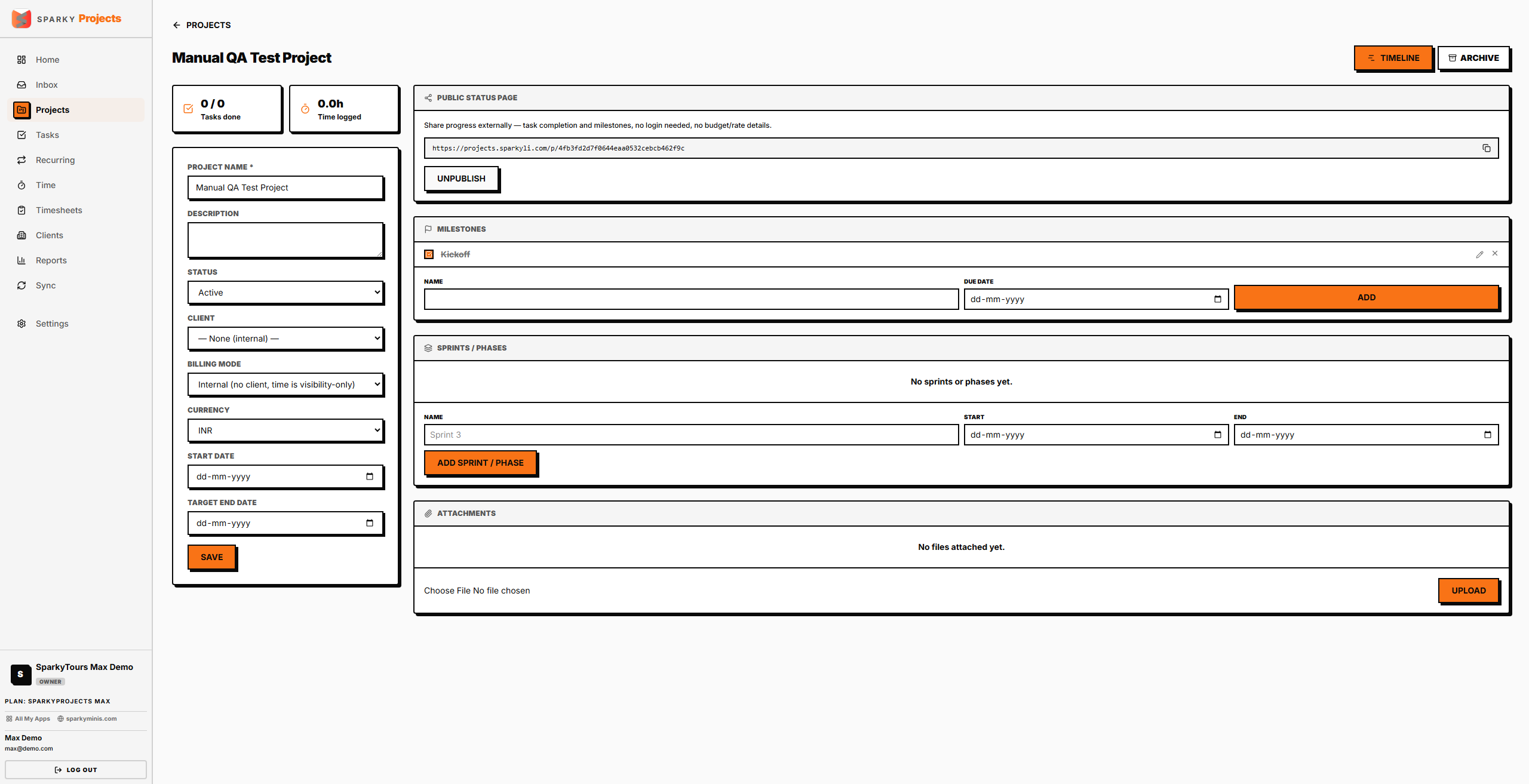 Project detail page