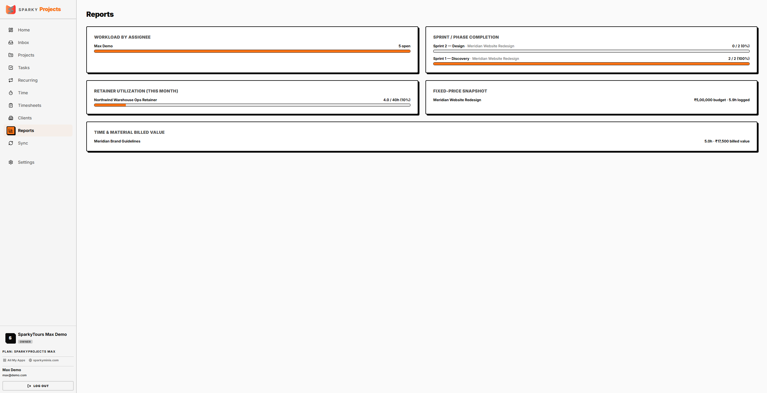 Reports page