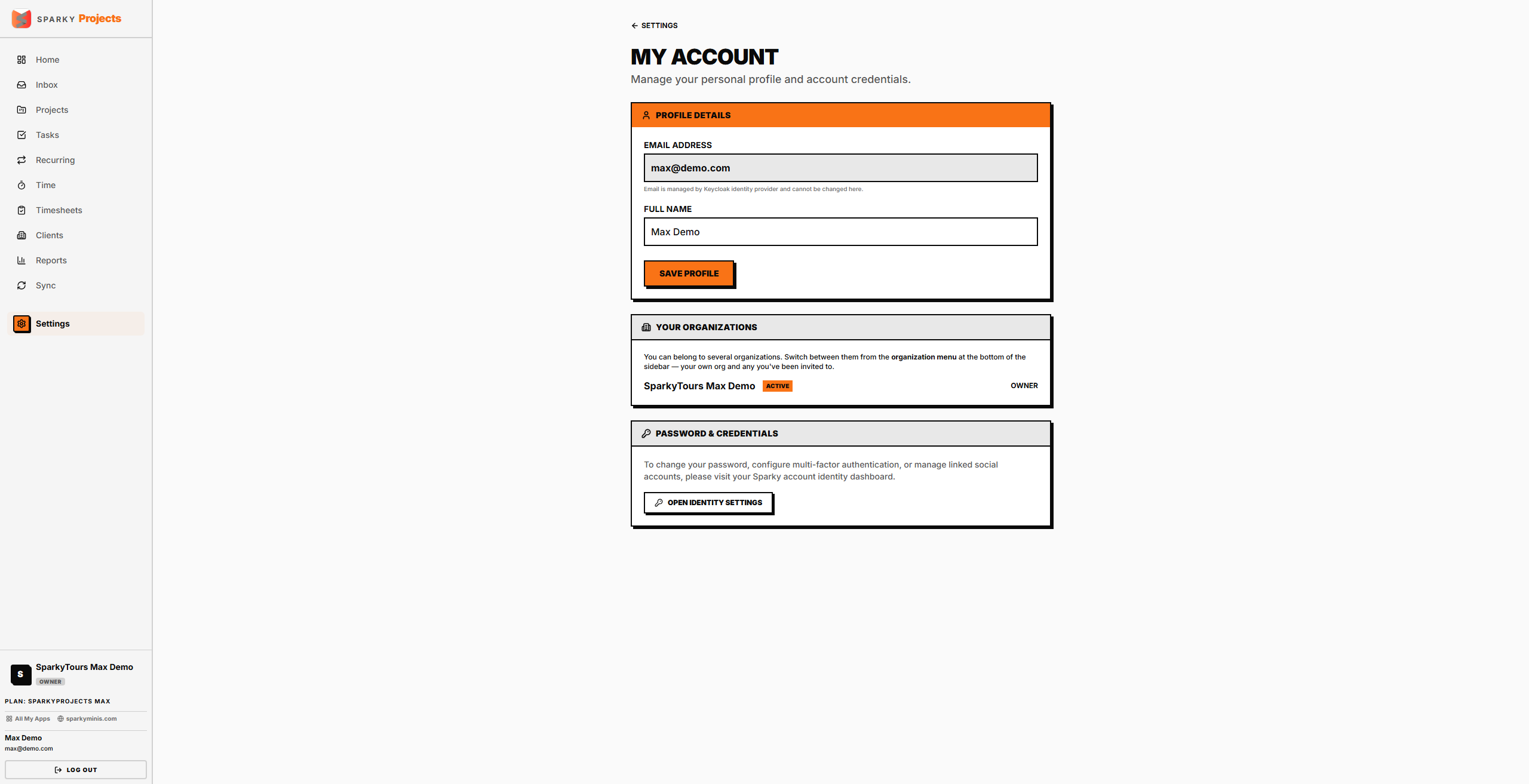 Account settings