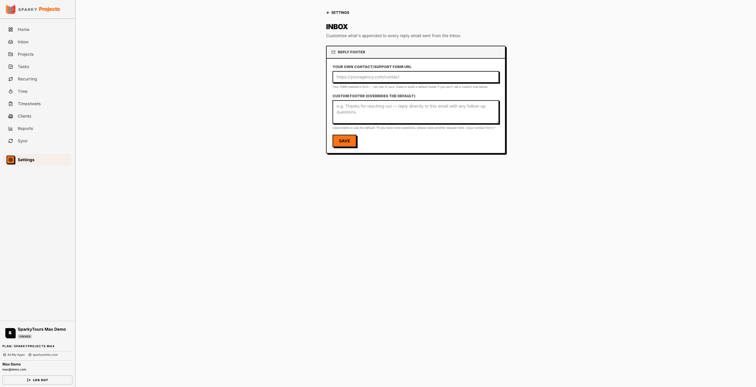Inbox settings