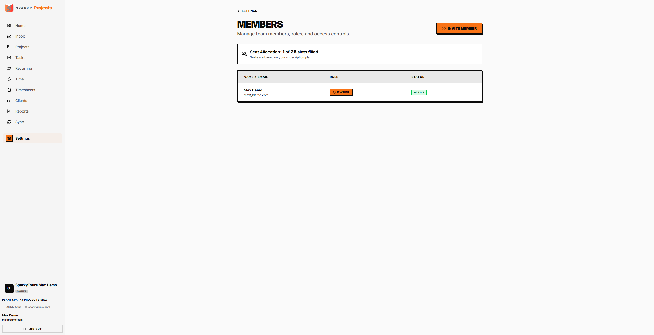 Team members settings
