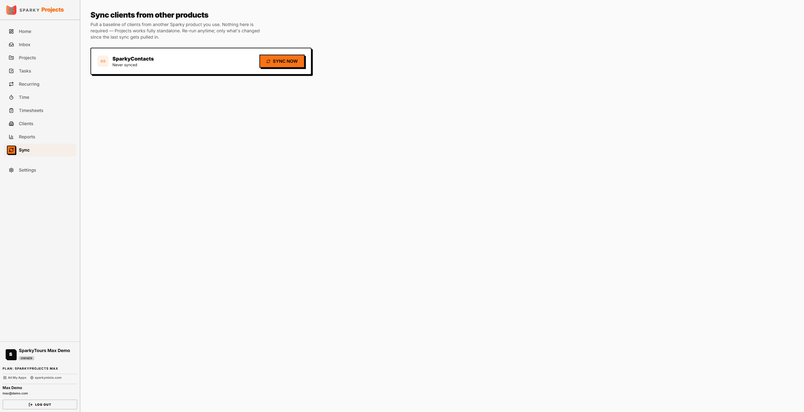 Sync status page