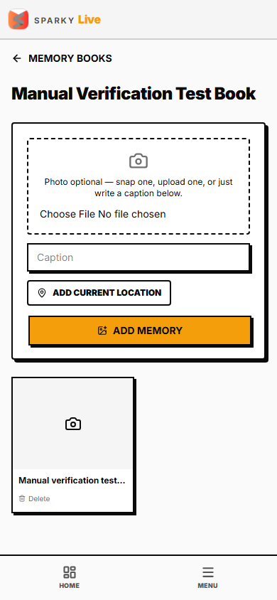 A memory added, with a Delete option