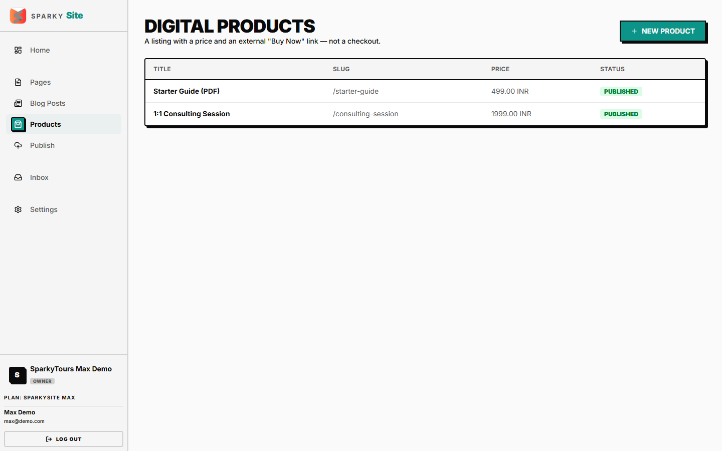 Products list