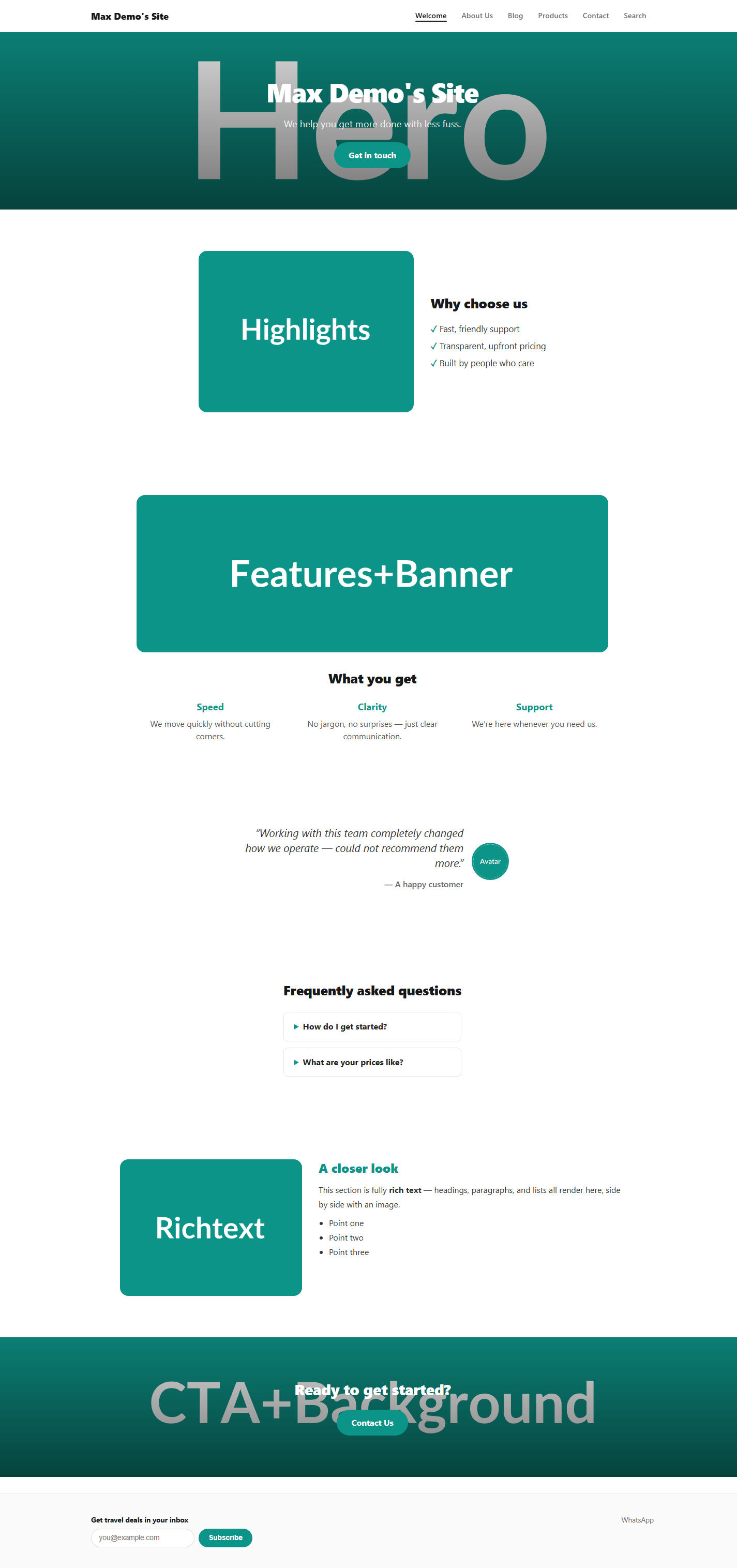 The actual published public site