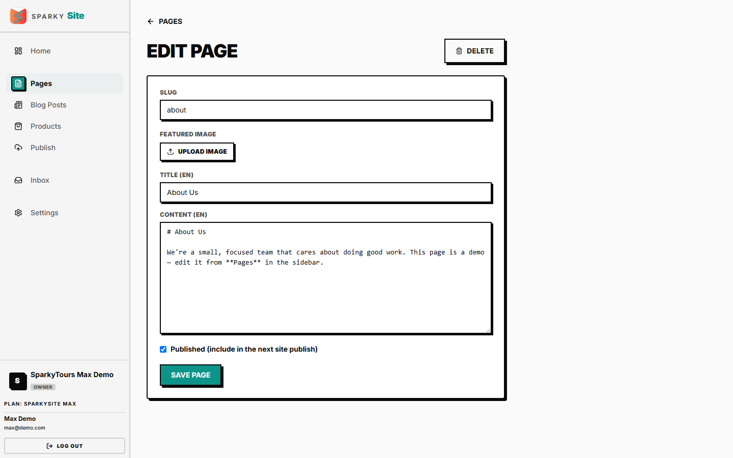Editing a regular page