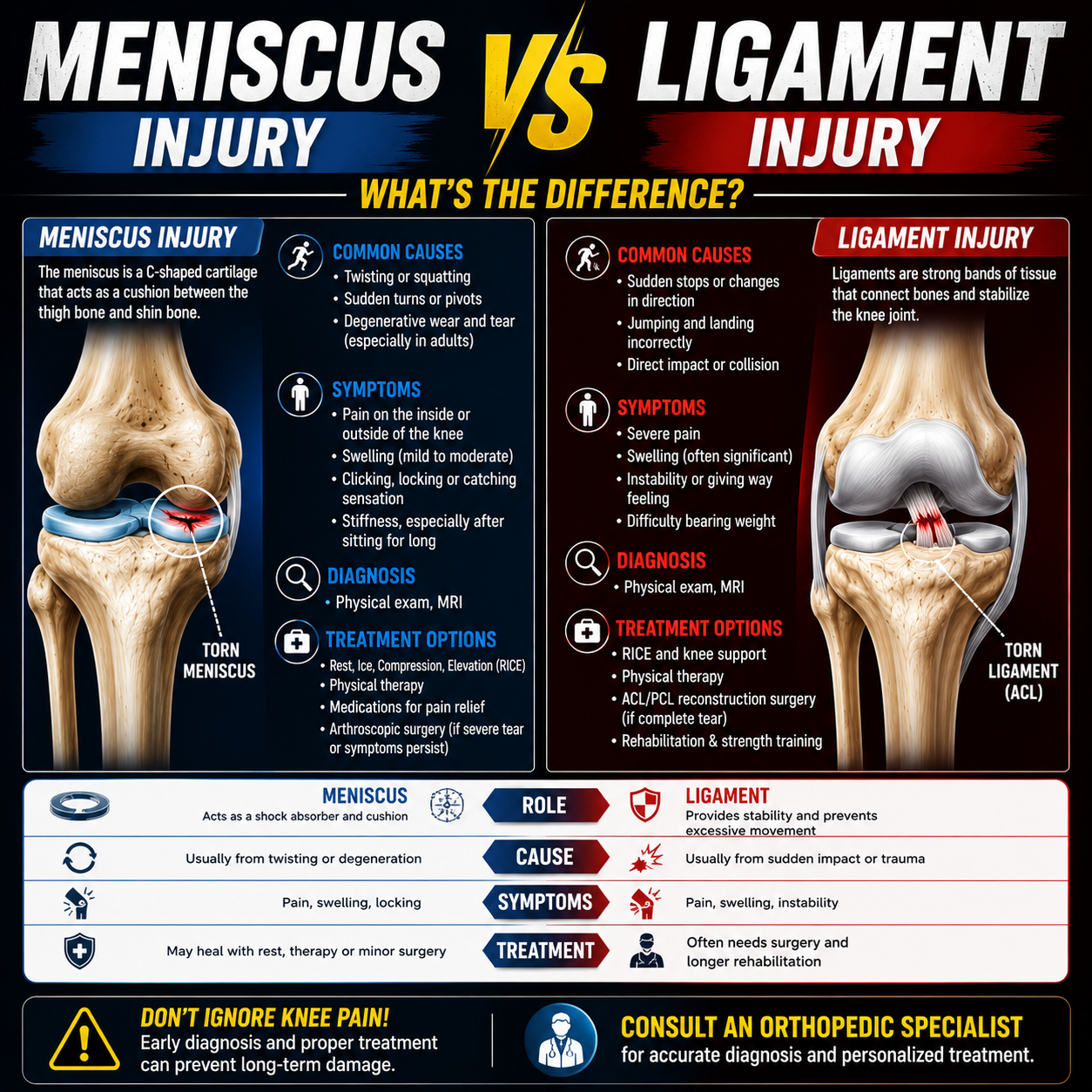 Meniscus vs Ligament Injury: What’s the Difference?