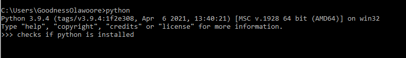 checks if python is installed