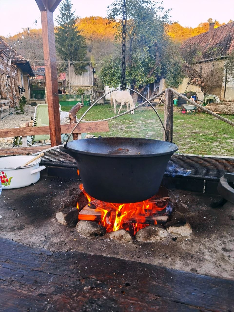A quiet evening around the fire at Two Boots Ranch
