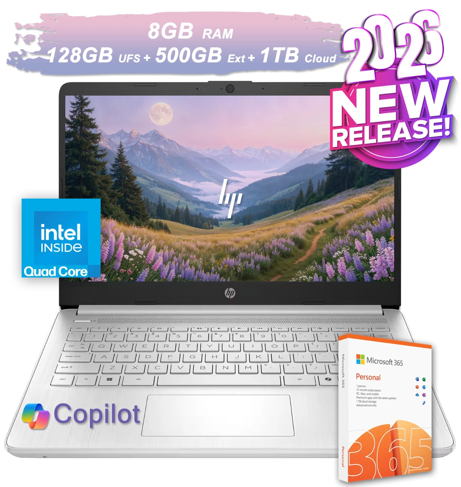 NEW 2026 HP Laptop Computer 14 Quad-Core Intel Processor 8GB RAM & 628GB Storage — eSwappa Store