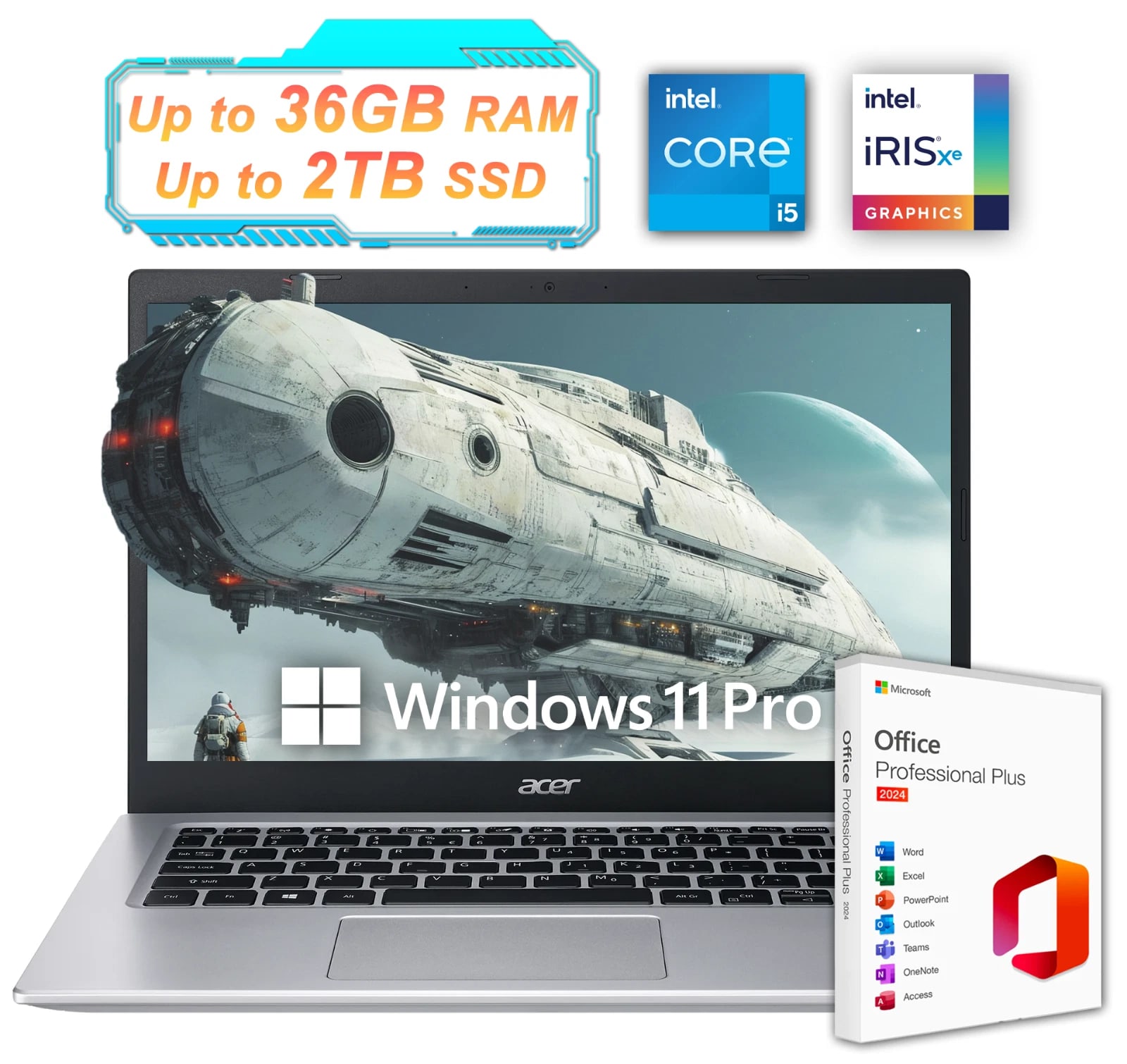 Acer Aspire 5 Laptop 14 FHD Intel i5 Upto 36GB RAM 2TB SSD Win11 Pro Office 2024 — eSwappa Store