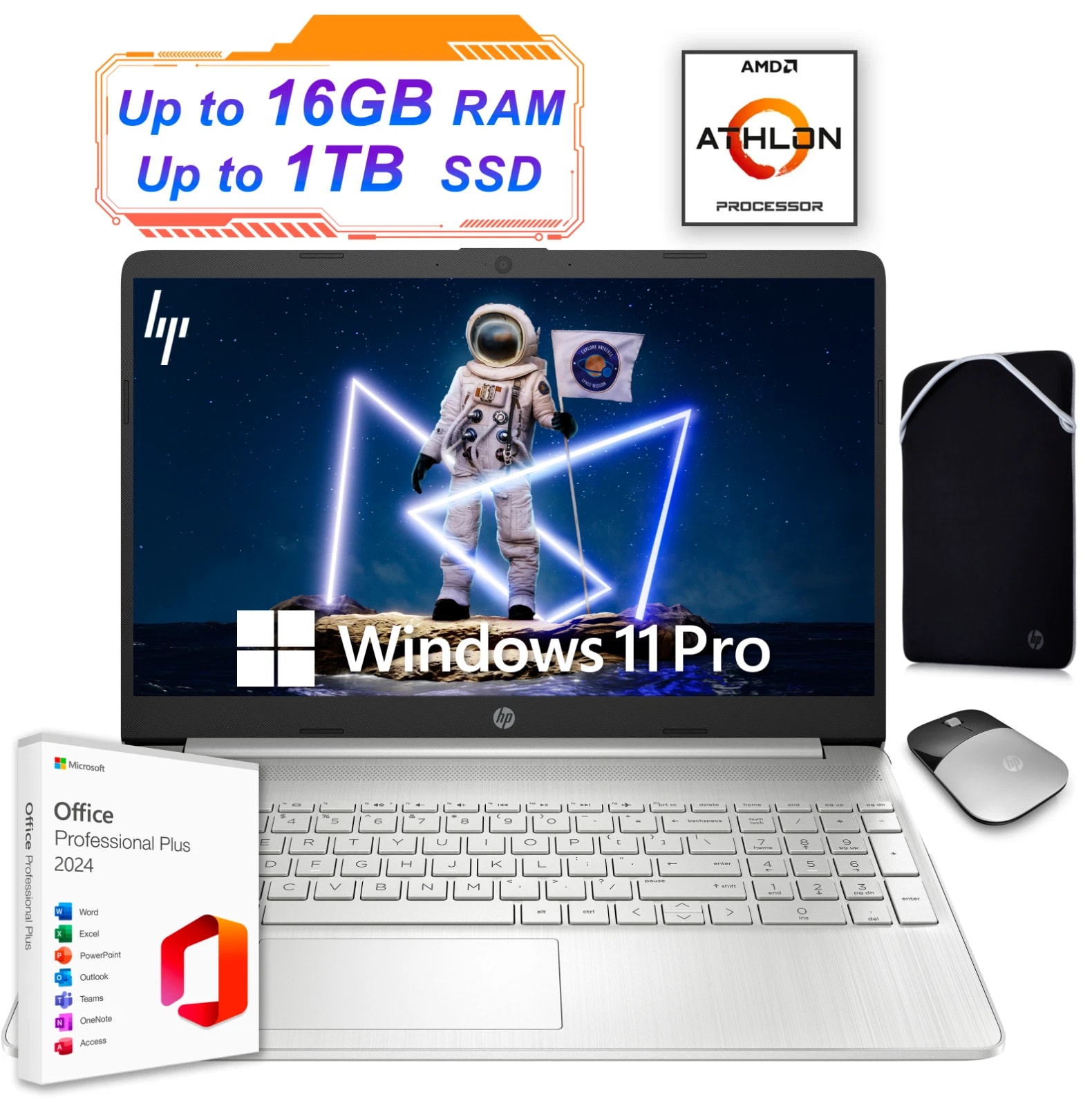 HP Laptop Notebook 15.6 AMD Athlon Upto 3.2GHz, 16GB RAM 1TB SSD Office 2024 Pro — eSwappa Store