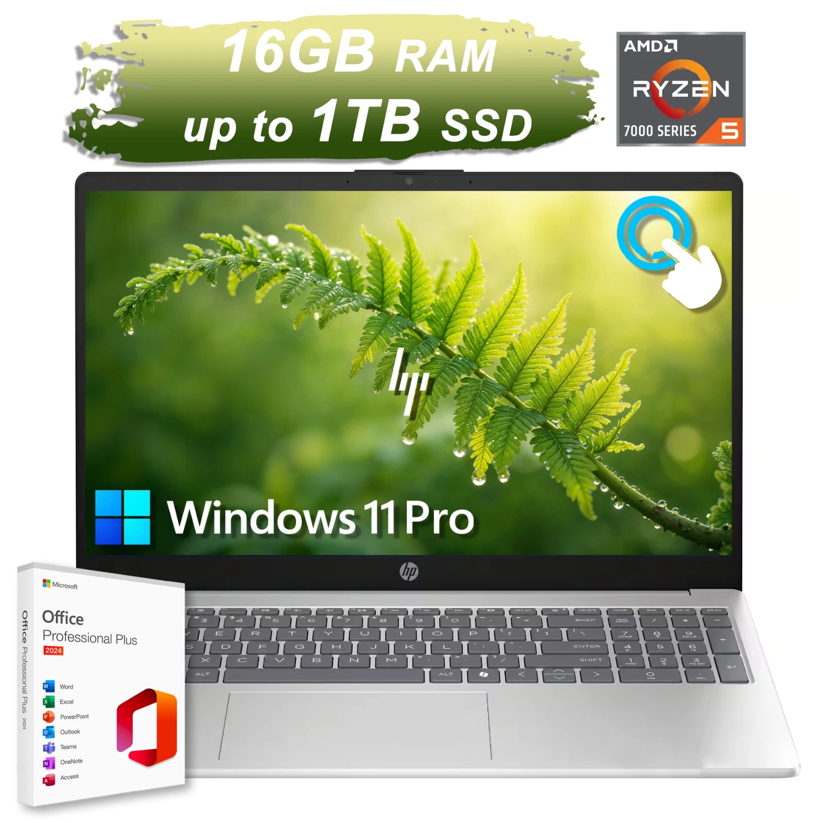 2026 HP Laptop 15 Touch Office 2024 Ryzen 5 7520U 16GB RAM Up to 1TB SSD Copilot — eSwappa Store