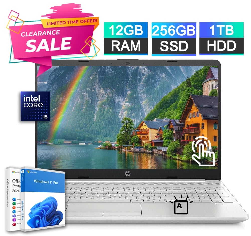 HP Laptop Computer 15.6 Touch Intel i5 12GB RAM 256GB SSD 1TB HDD Office Backlit — eSwappa Store