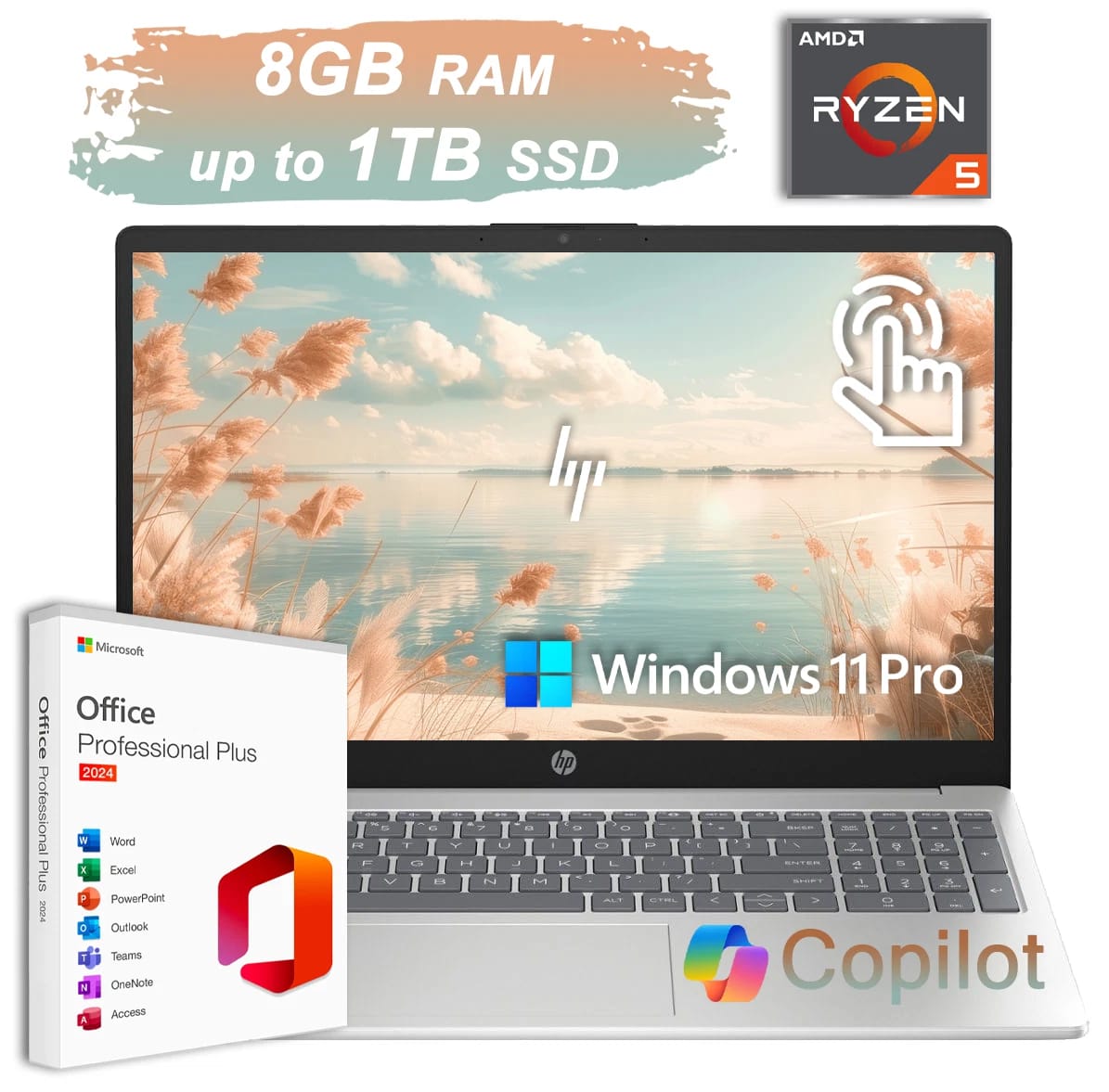 2026 HP Laptop 15.6 Touch Ryzen 5 7520U 8GB RAM Up to 1TB SSD Al Copilot Win Pro — eSwappa Store