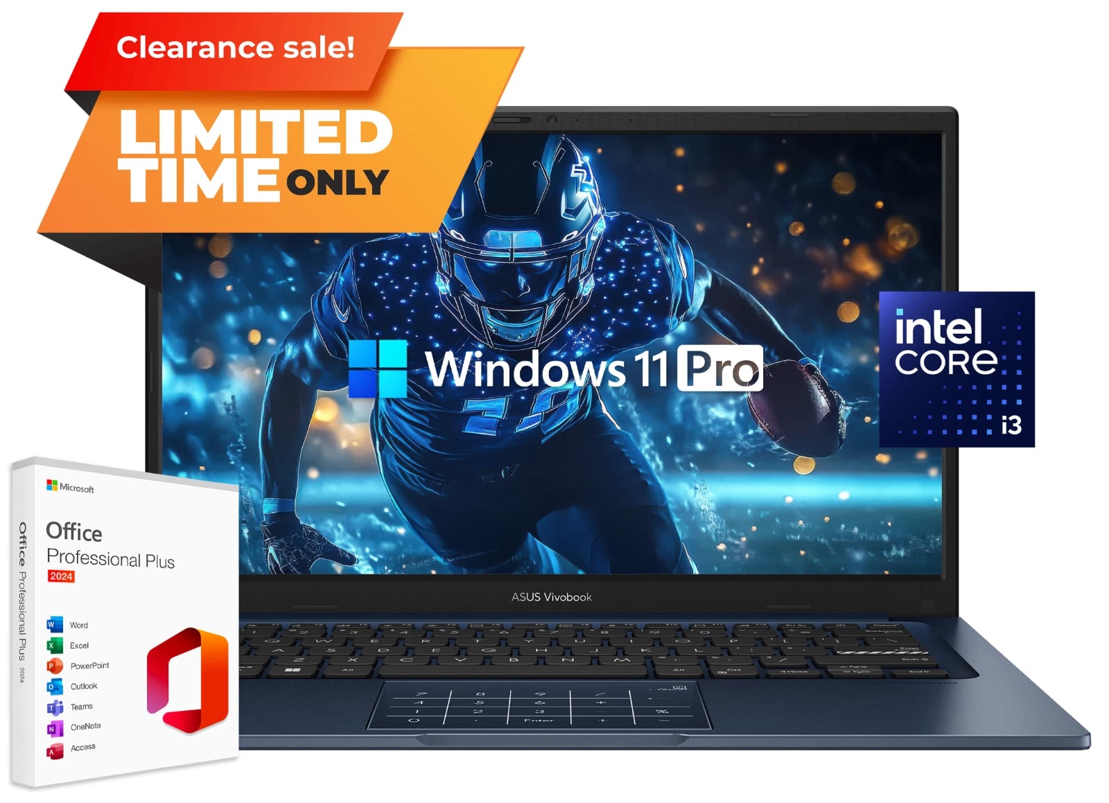 ASUS Vivobook 14 Laptop FHD 13th Gen Intel i3 12GB RAM 256GB SSD Lifetime office — eSwappa Store