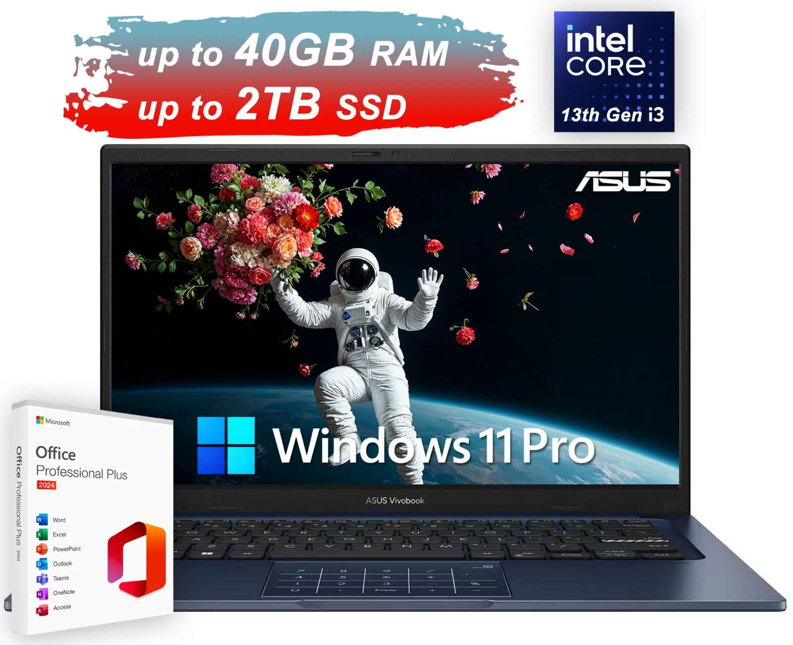2026 ASUS Vivobook 14 Laptop MS Office 6-Core Intel i3 Upto 40GB RAM 2TB SSD Pro — eSwappa Store