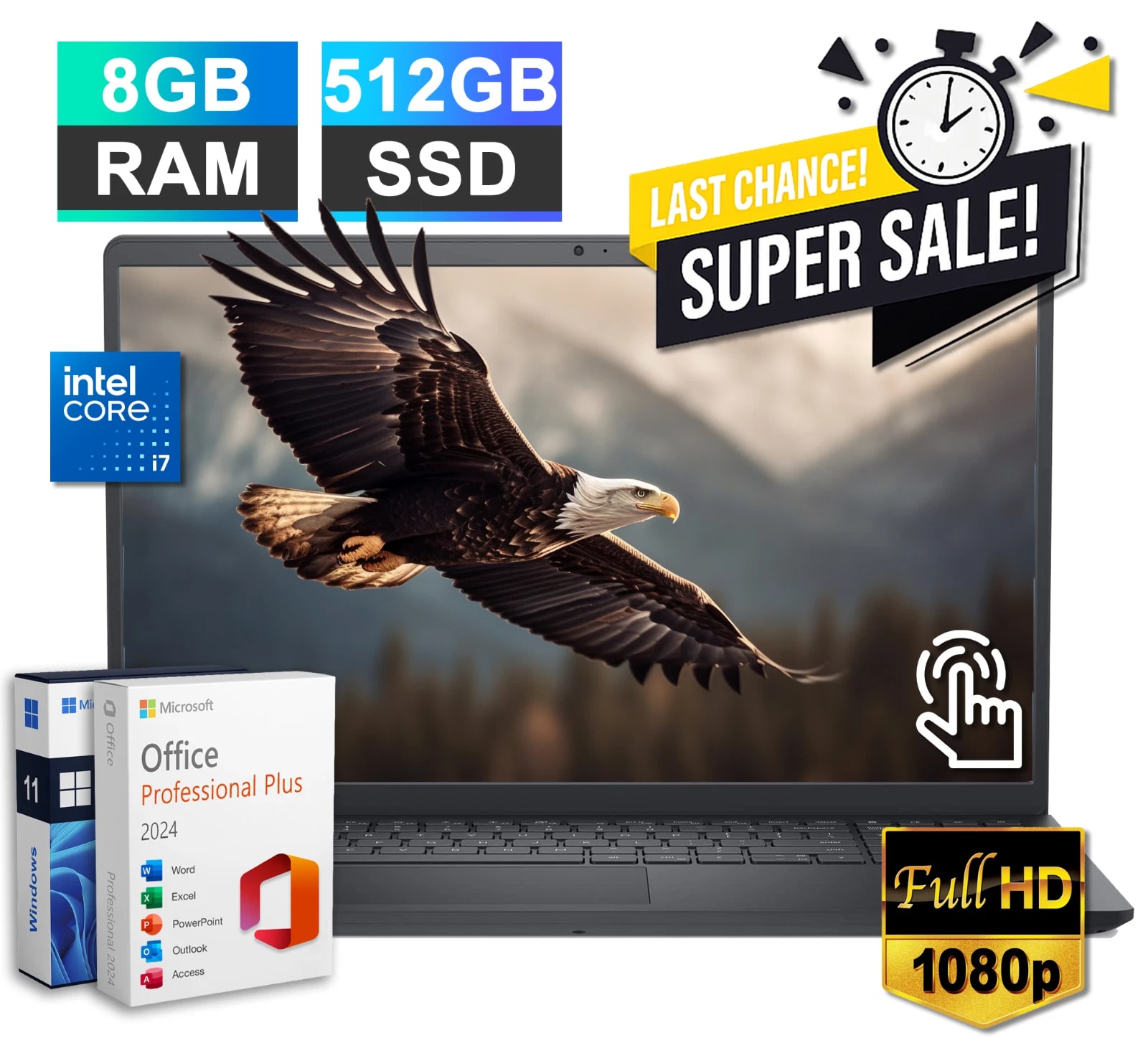 2026 Dell Inspiron Laptop 15.6 Touch 13th Gen Intel i7 8GB RAM & 512GB SSD Pro — eSwappa Store