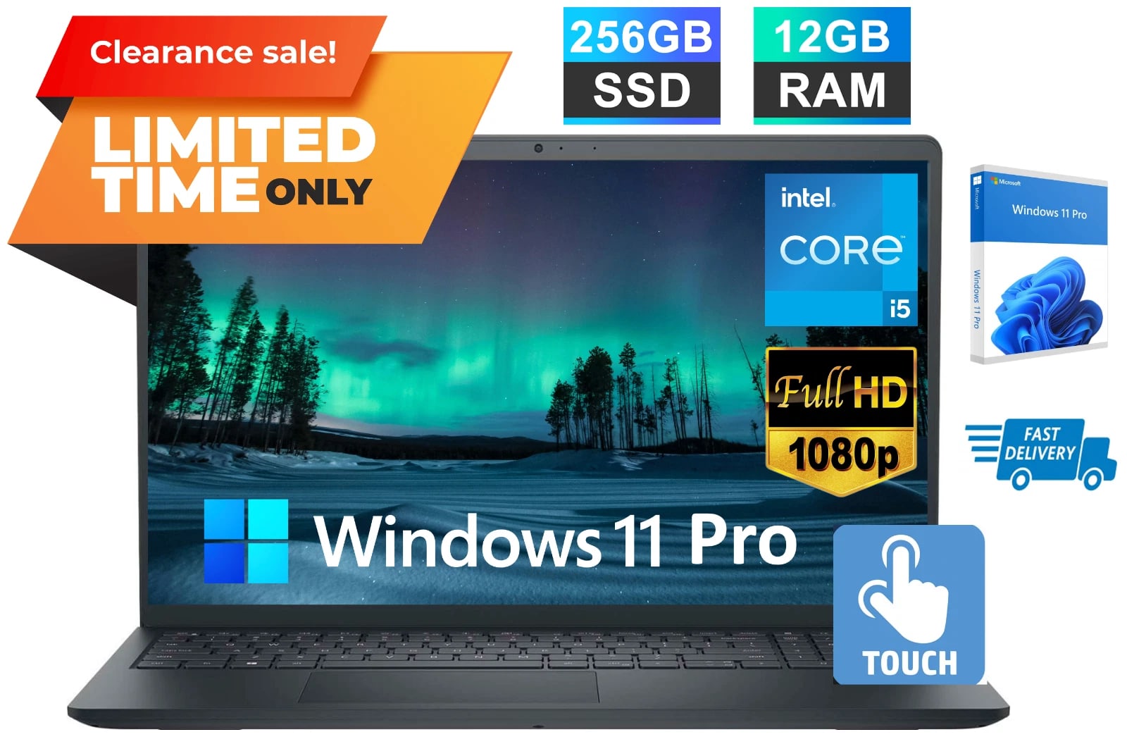 2026 Dell Inspiron 15 Laptop Touch Intel i5-1334U 12GB RAM 256GB SSD, Win 11 Pro — eSwappa Store