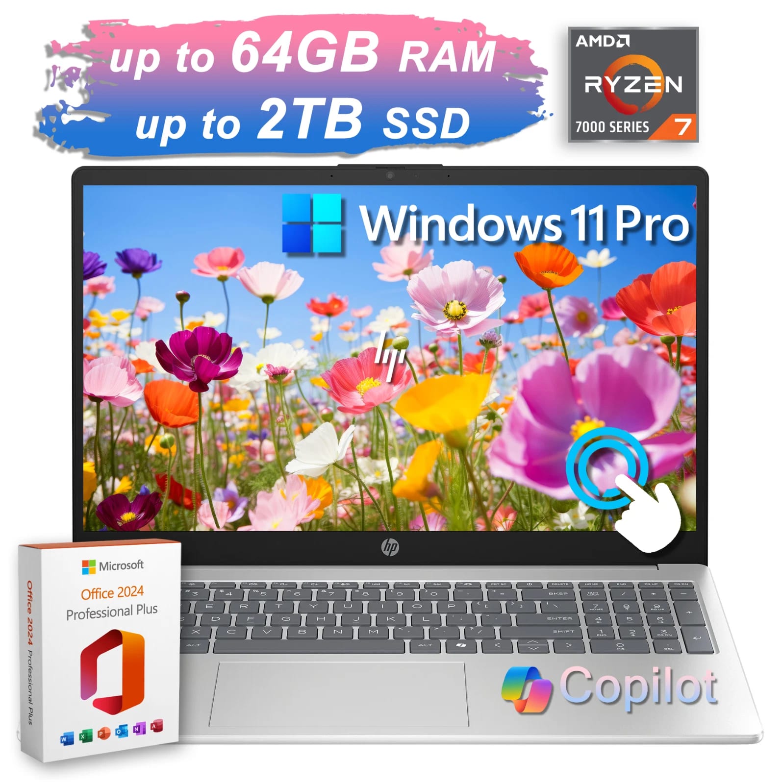 2026 HP Laptop 15 AMD Ryzen 7 Upto 4.5 GHz 64GB RAM & 2TB SSD Office Touchscreen — eSwappa Store
