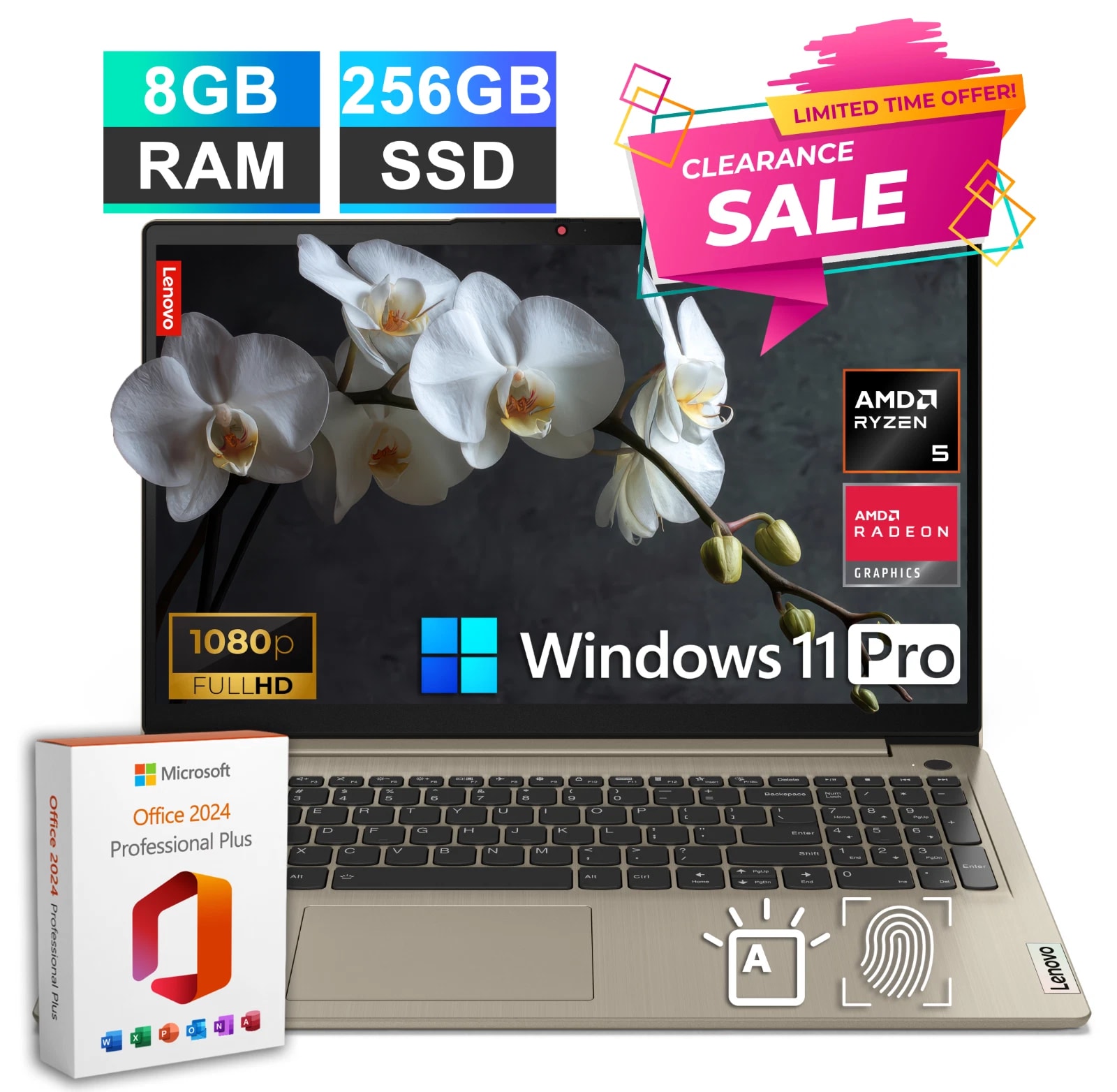 New Lenovo IdeaPad Laptop 15 6-Core Ryzen 5 8GB RAM 256GB SSD Backlit Office Pro — eSwappa Store