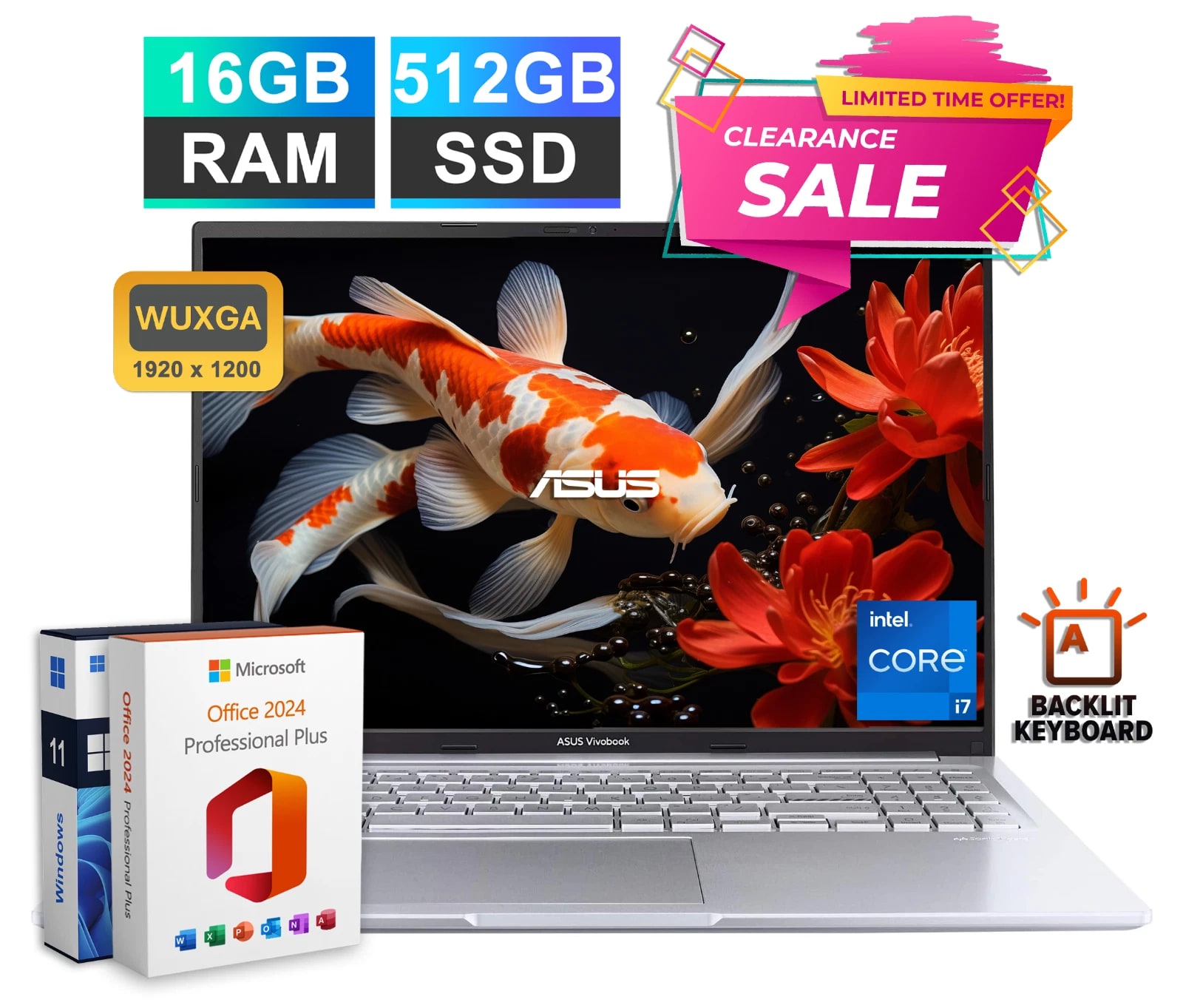 2026 ASUS Vivobook 16 Laptop 13th Gen Intel i7 16GB RAM+512GB SSD Backlit Office — eSwappa Store