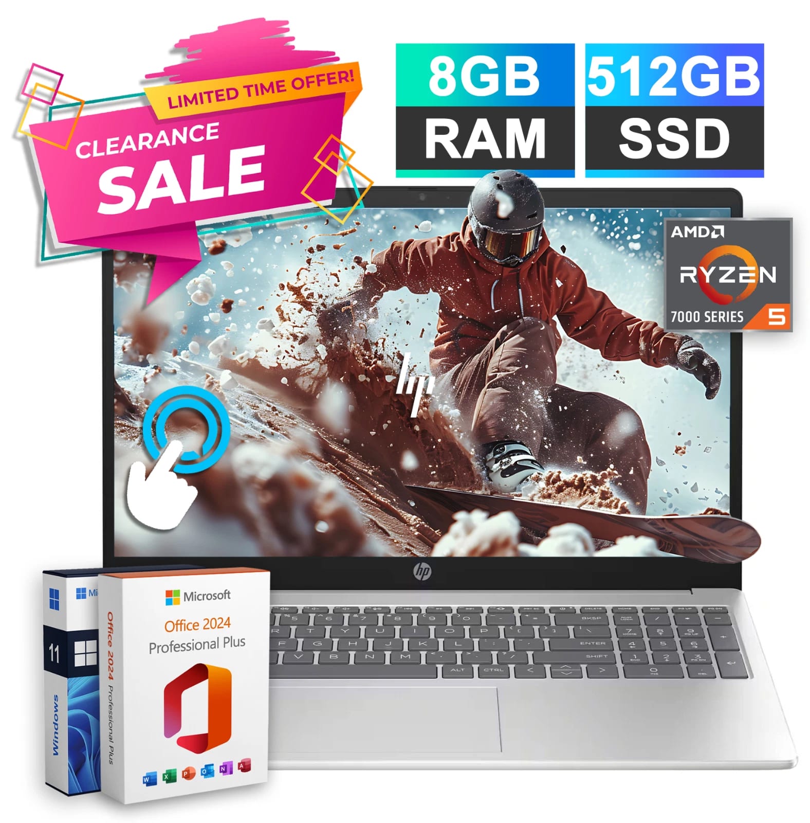 2026 HP Laptop Notebook 15.6 Touch Office 2024 AMD Ryzen 5 8GB RAM 512GB SSD Pro — eSwappa Store