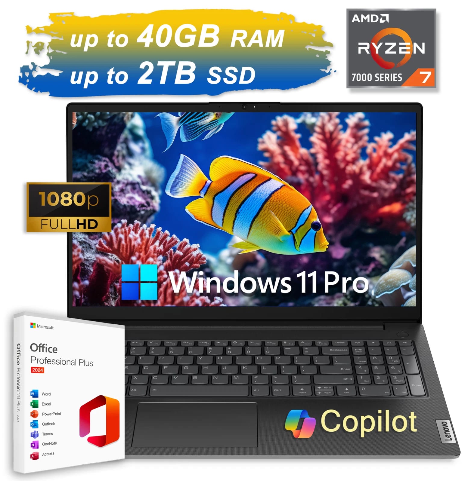 2026 Lenovo Business Laptop 15.6 8-Core Ryzen 7 Upto 40GB RAM 2TB SSD Office Pro — eSwappa Store
