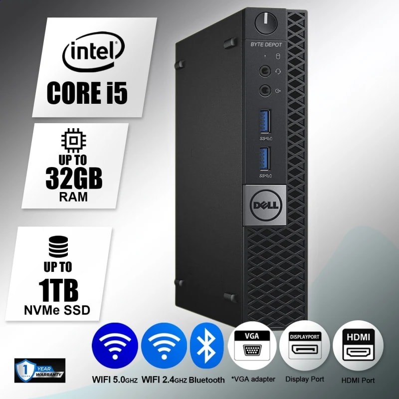 DELL Micro Desktop PC Computer i5 (8GB RAM / 128GB SSD hasta 32GB RAM / 1TB SSD) — eSwappa Store
