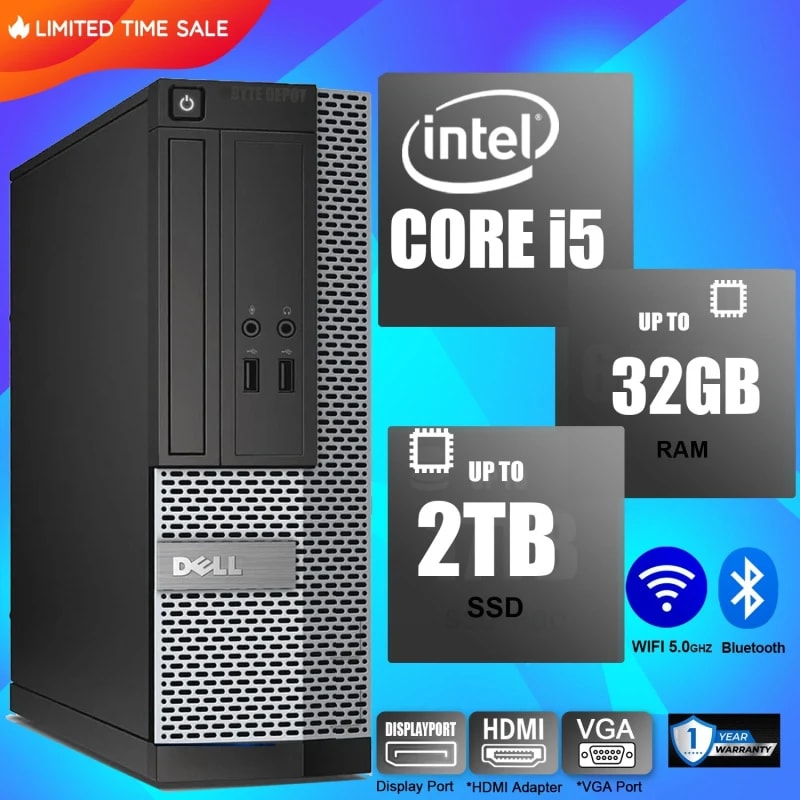 DELL Desktop Computer PC (Intel Core i3 8GB RAM / 120GB SSD hasta i5 32GB RAM / 1TB SSD) — eSwappa Store