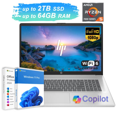 2026 HP Laptop Computer 17.3 FHD 6-Core Ryzen 5 Up to 64GB RAM & 2TB SSD Win Pro — eSwappa Store