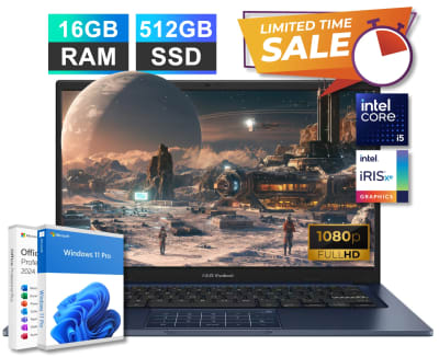 2026 ASUS Vivobook 14 FHD Laptop 13th Intel i5, 16GB RAM 512GB SSD, Pro Office — eSwappa Store
