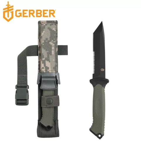 Gerber Military Fixed Blade Knife with Partially Serrated Edge