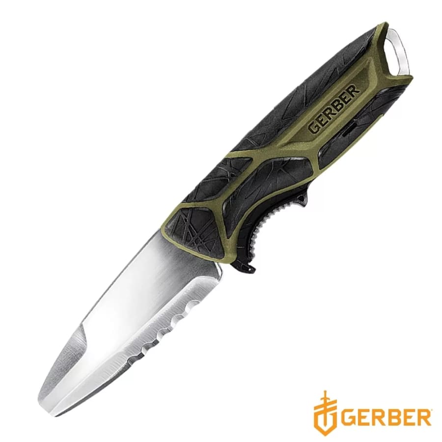 Gerber CrossRiver Partially Serrated Non-Slip Fixed Blade Knife for Land and Water Use 30-001454