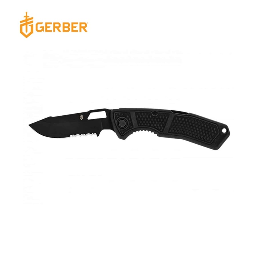 Gerber Partially Serrated Pocket Folding Knife with Rubber Handle