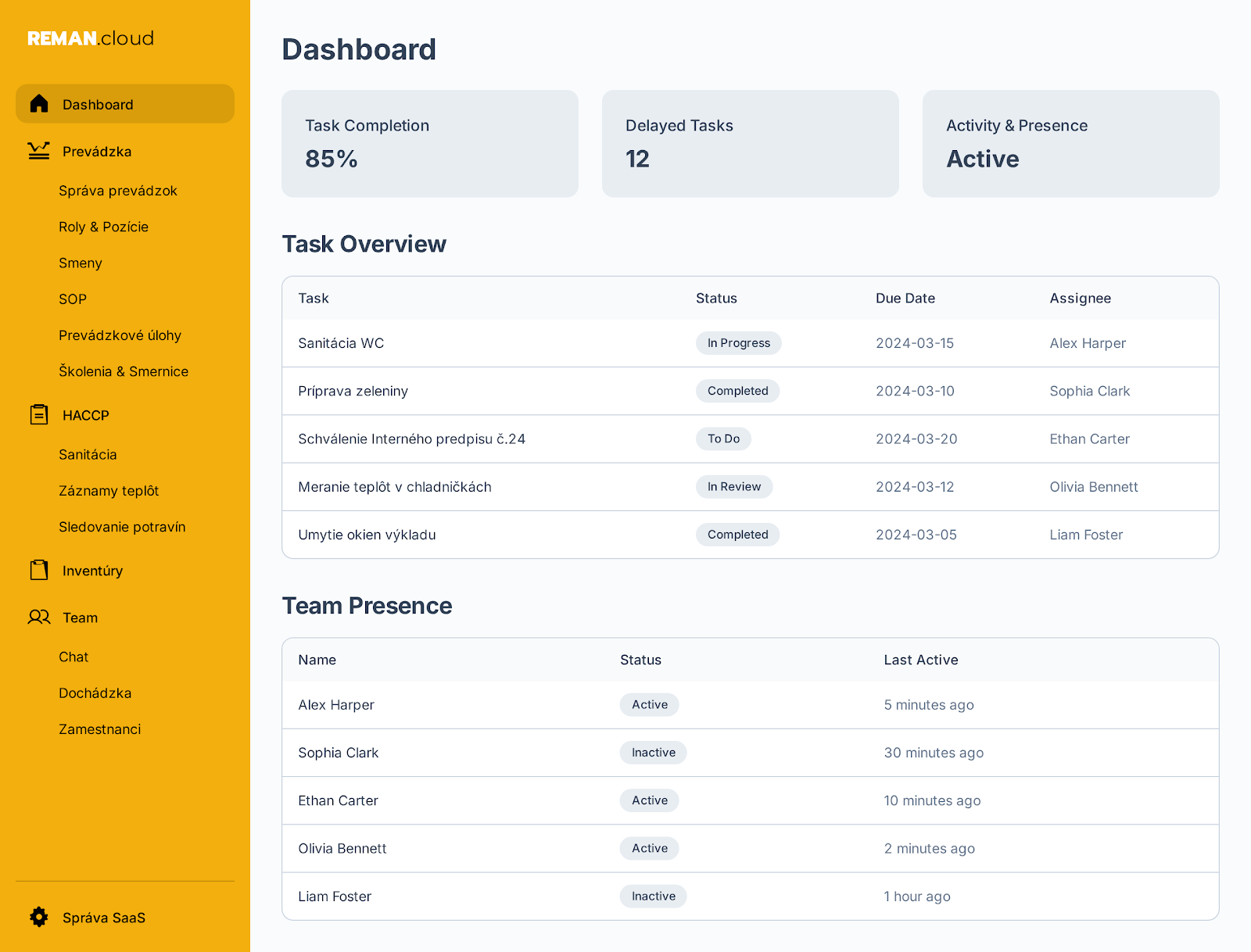 REMAN Cloud Dashboard