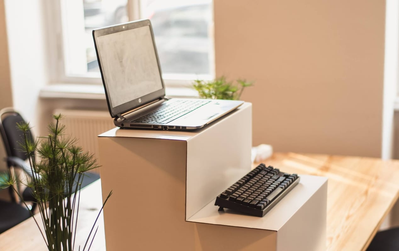 Standing accessory for a desk. Photo by JP Lockwood.