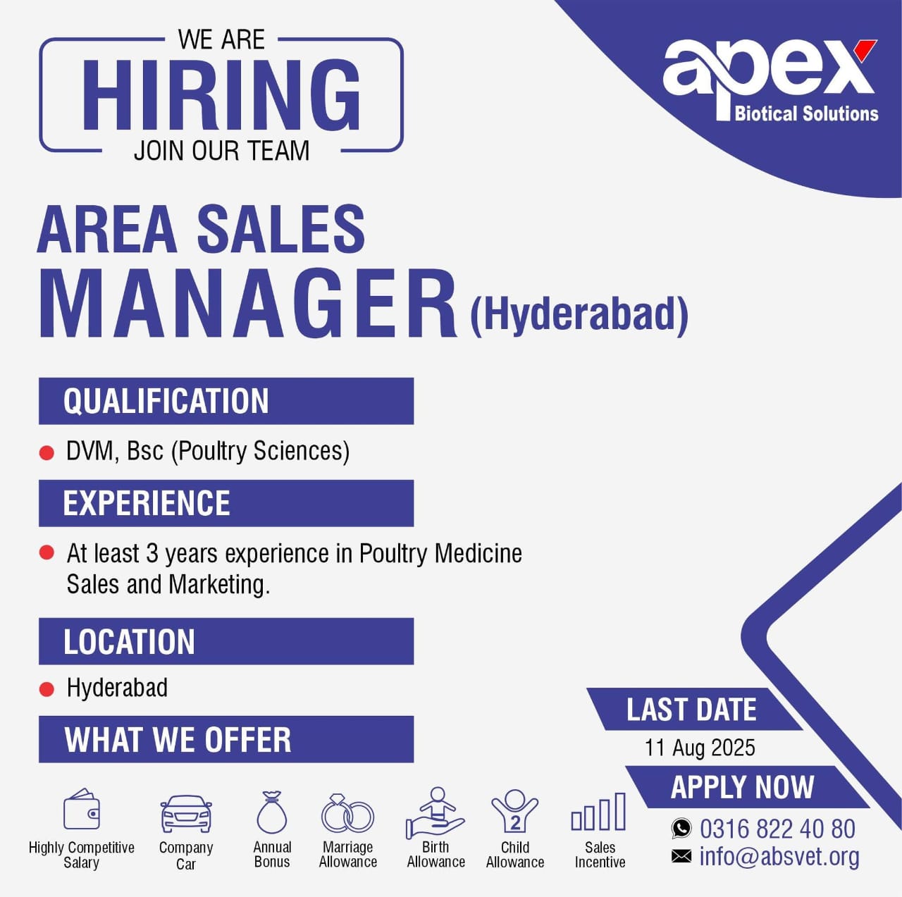 📢 Job Opportunity: Area Sales Manager – Hyderabad (Apex Biotical Solutions)