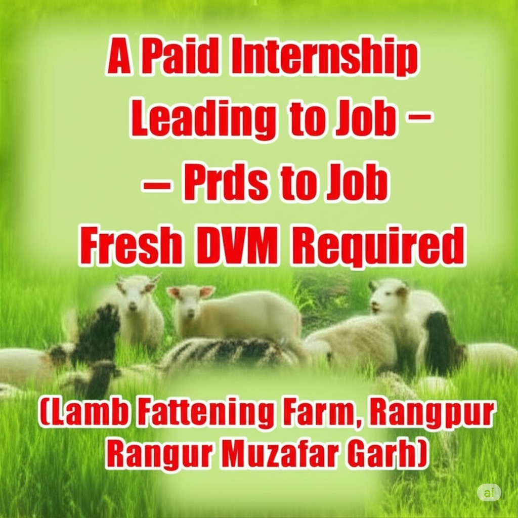 A Paid Internship Leading to Job ΓÇô Fresh DVM Required (Lamb Fattening Farm, Rangpur Muzafar Garh)