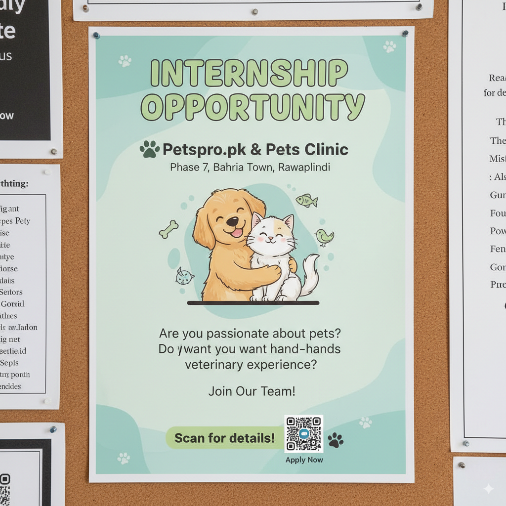 Internship Opportunity at Petspro.pk & Pets Clinic – Phase 7, Bahria Town, Rawalpindi
