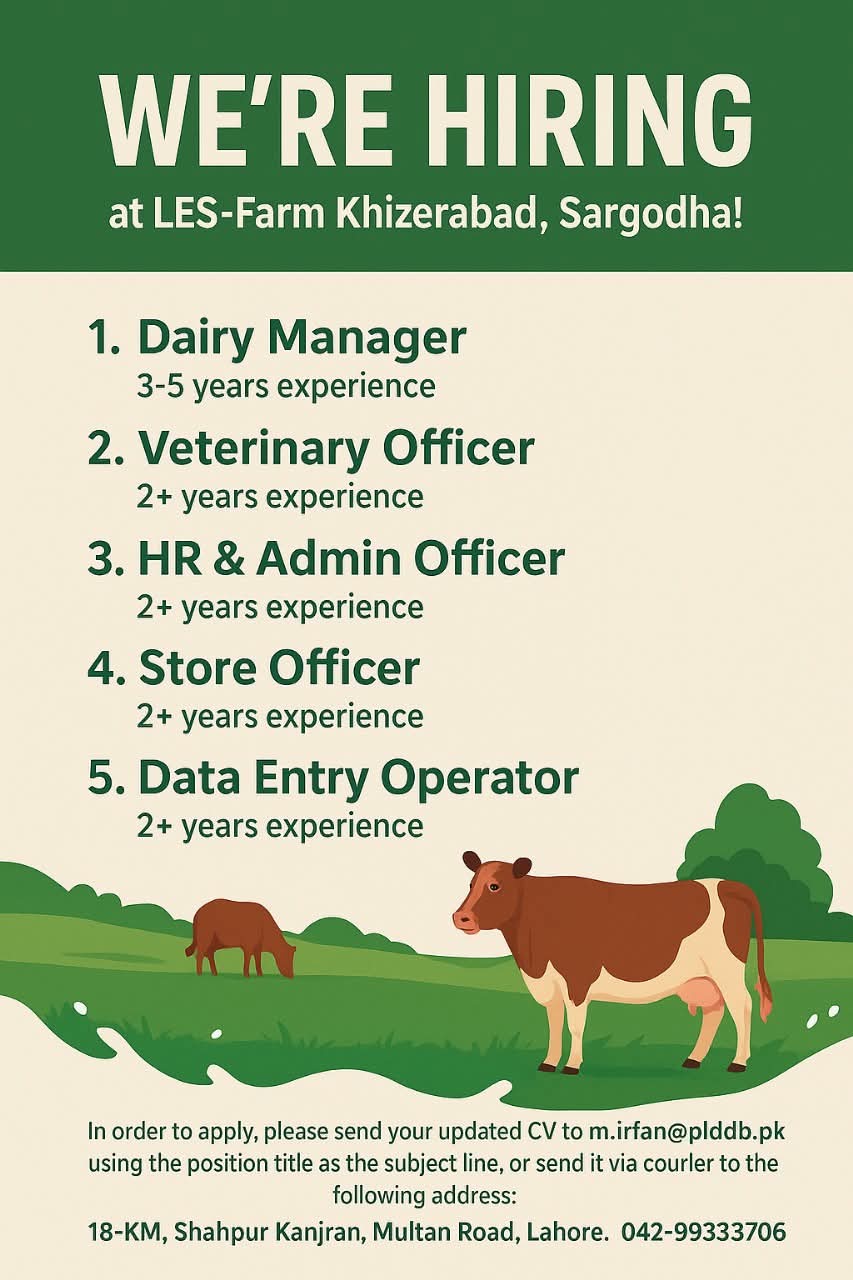 We’re Hiring at LES-Farm Khizerabad, Sargodha