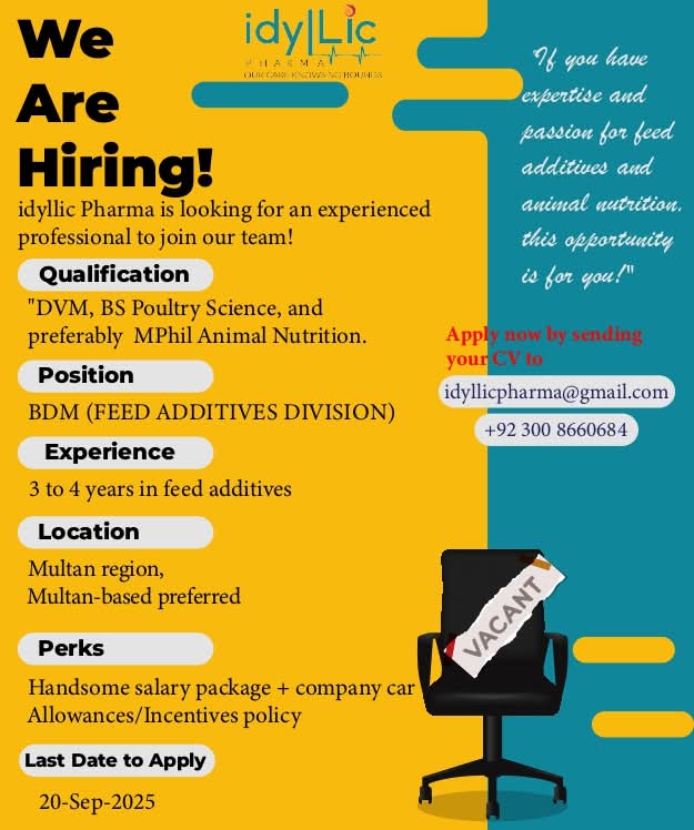 We Are Hiring – BDM (Feed Additives Division) | Idyllic Pharma