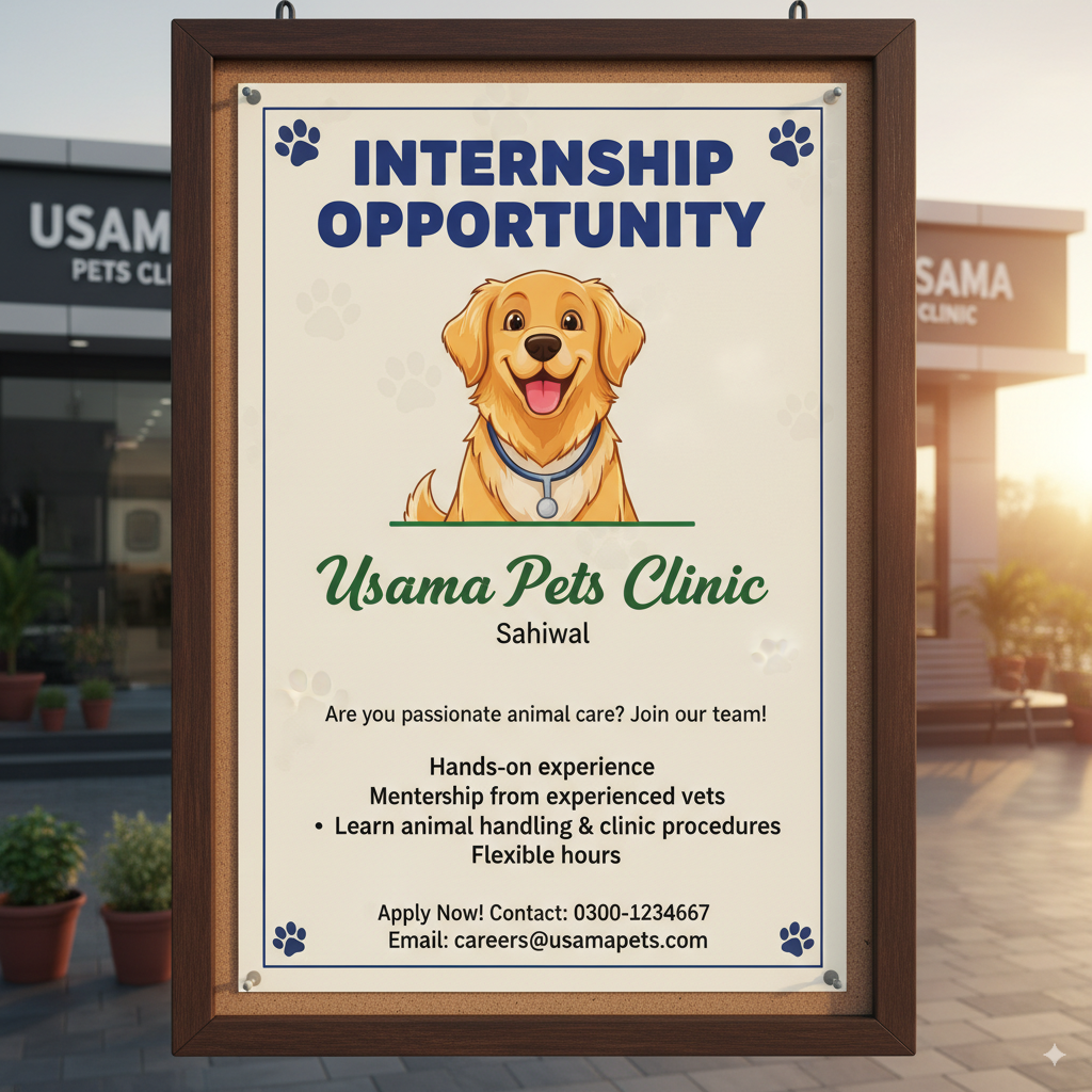 Internship Opportunity at Usama Pets Clinic – Sahiwal 