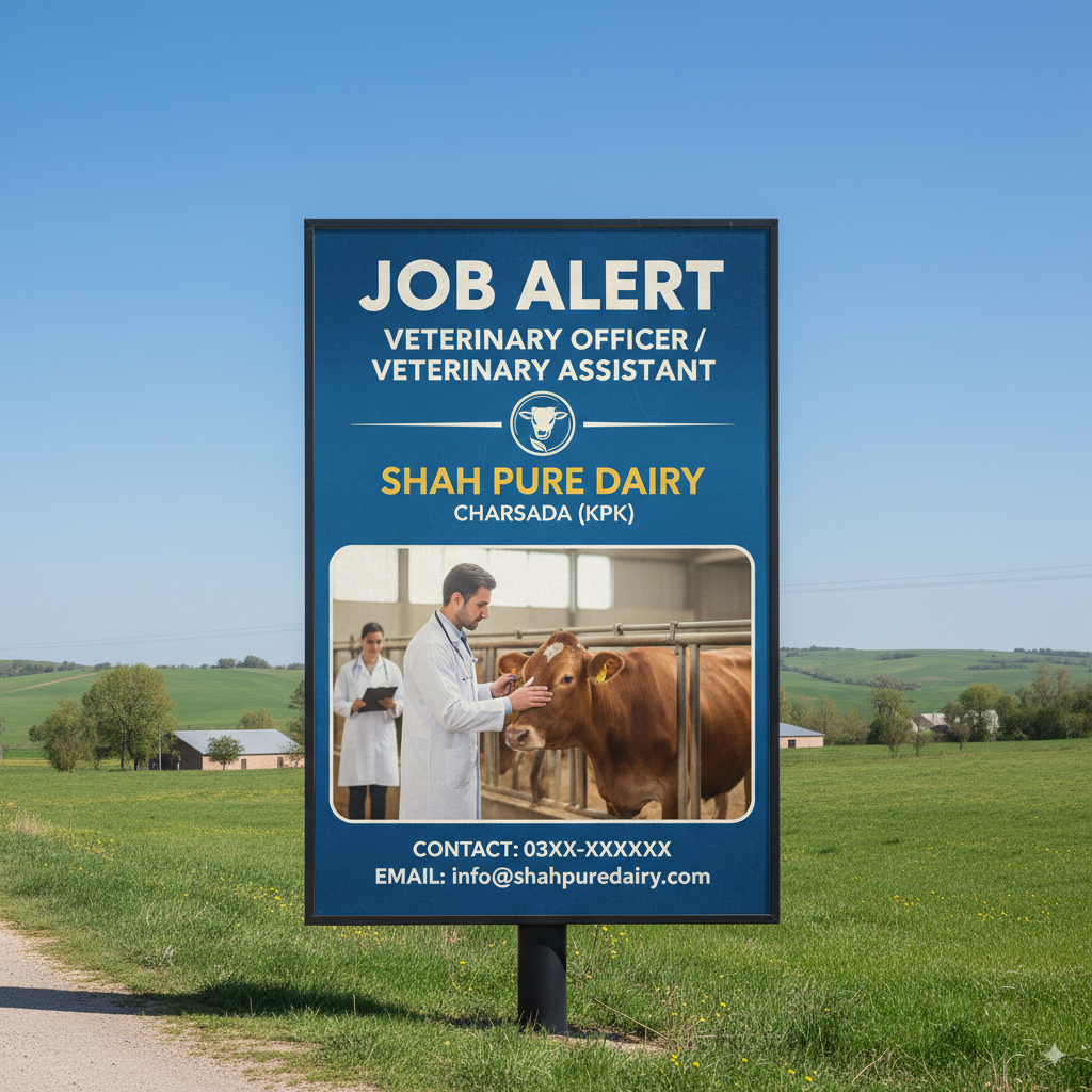 Job Alert – Veterinary Officer / Veterinary Assistant | Shah Pure Dairy Charsada (KPK)