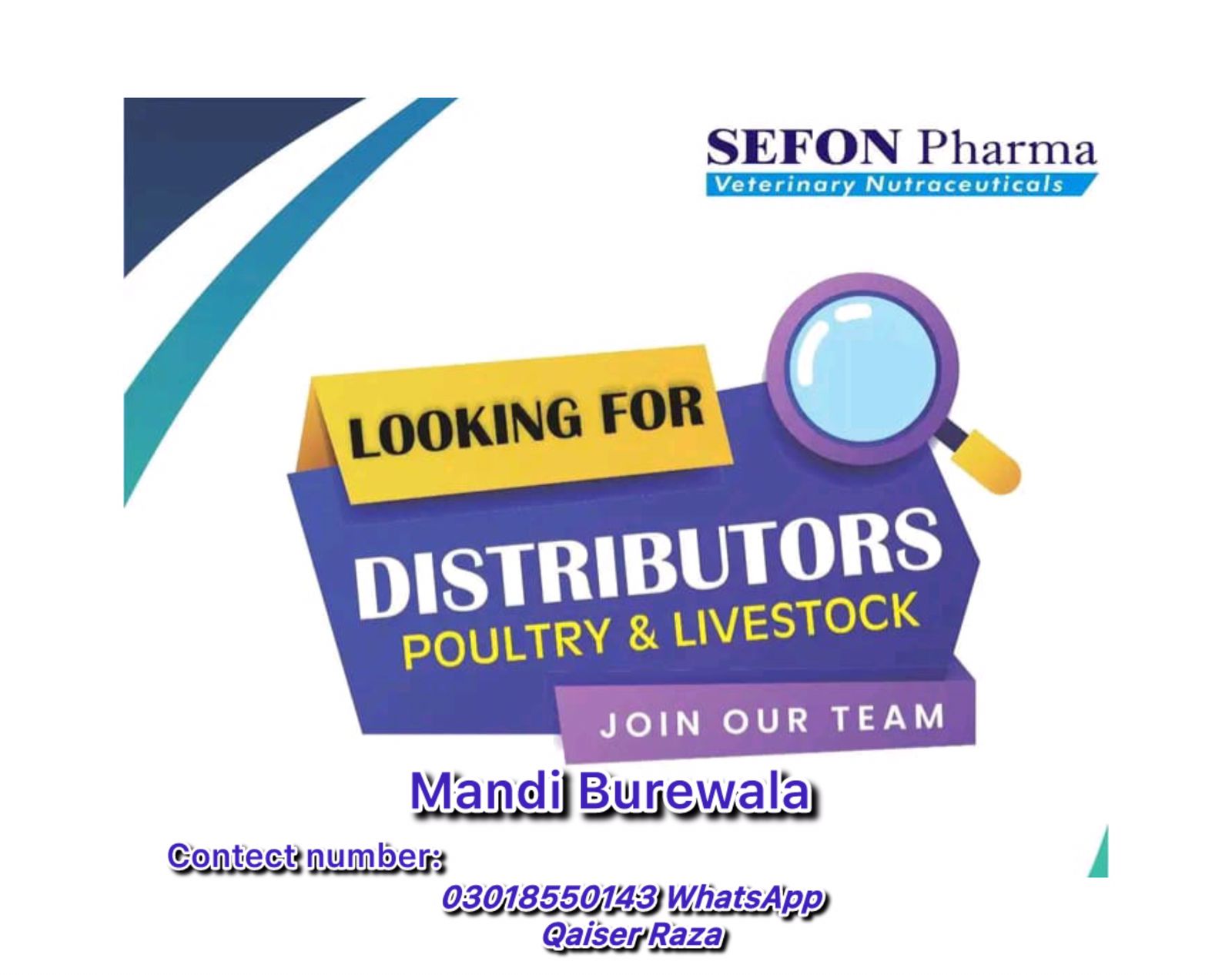 Distributors Required for Poultry & Livestock – SEFON Pharma (Mandi Burewala)