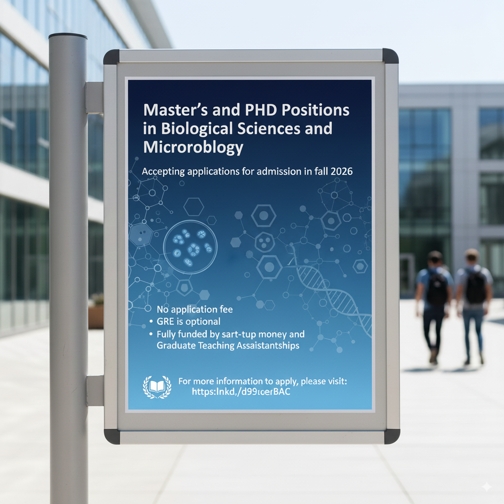 Master's and PhD Positions in Biological Sciences and Microbiology