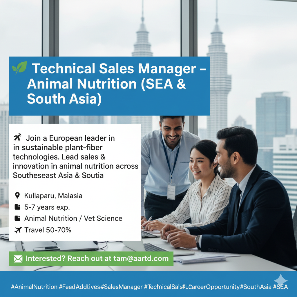 Technical Sales Manager – Animal Nutrition (SEA & South Asia) | Kuala Lumpur, Malaysia
